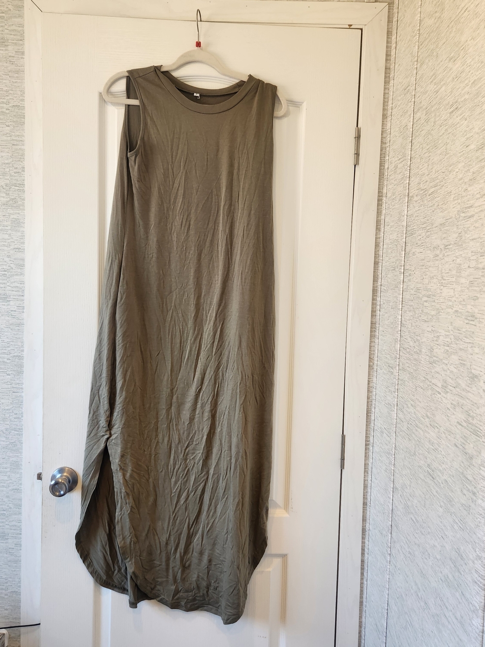 Unbranded Sleeveless Olive Midi Dress with Side Slit S Euc